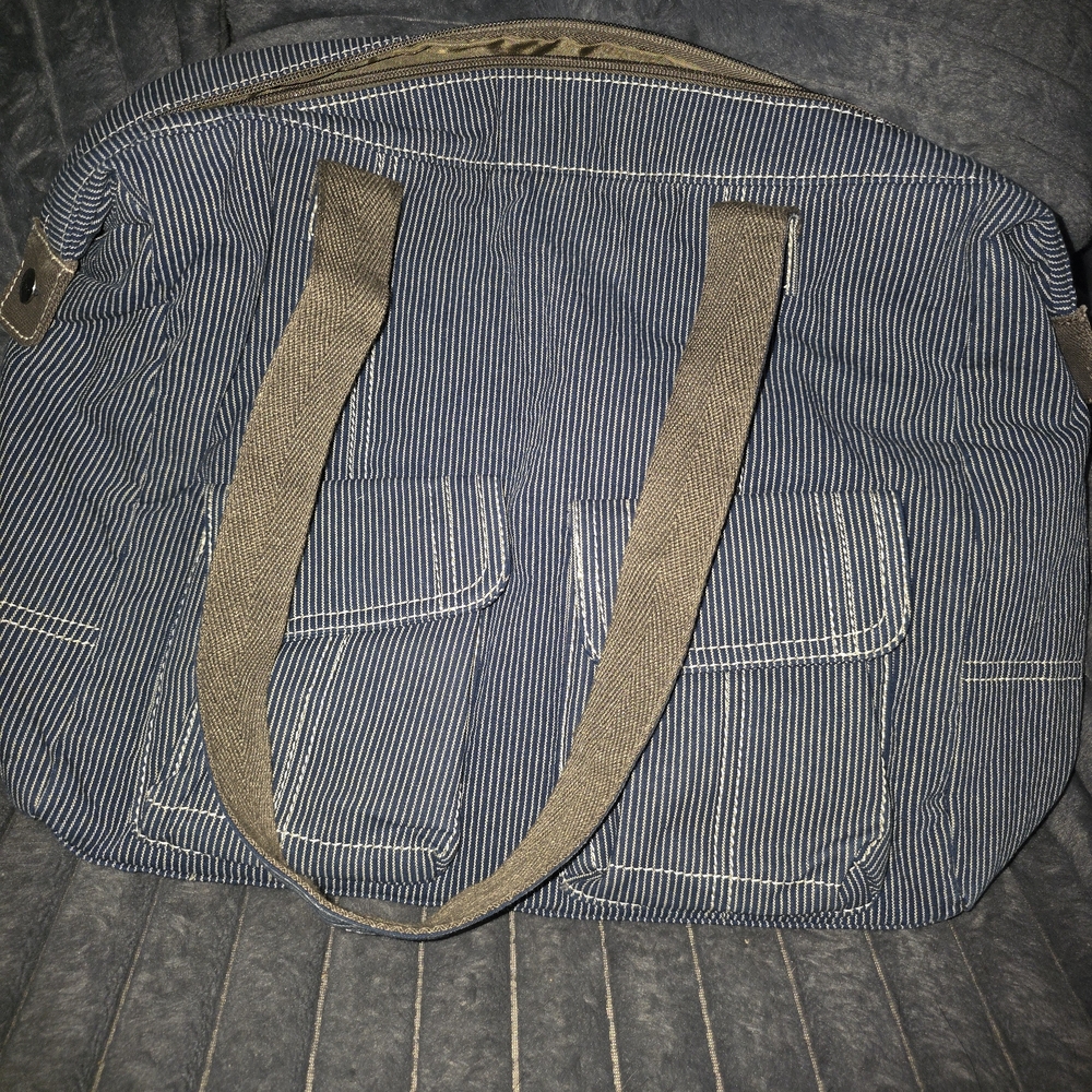 Thirty-One Blue Striped Shoulder Bag